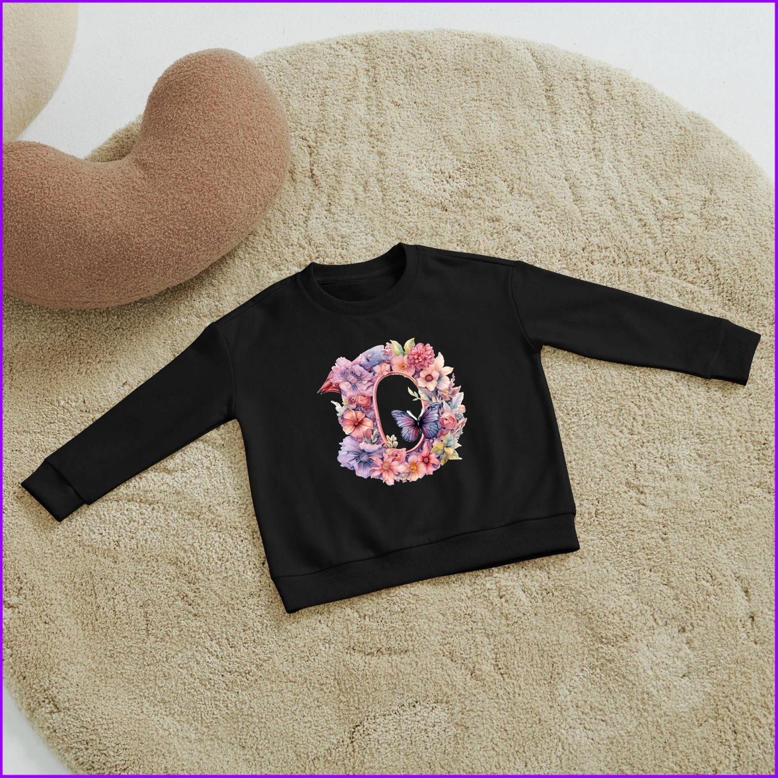 Letter O Floral Monogram Initial Wildflowers Sja1010b Kids Boys Girls Hoodies Sweatshirt Children'S Baby Clothes Hoodies Clothin