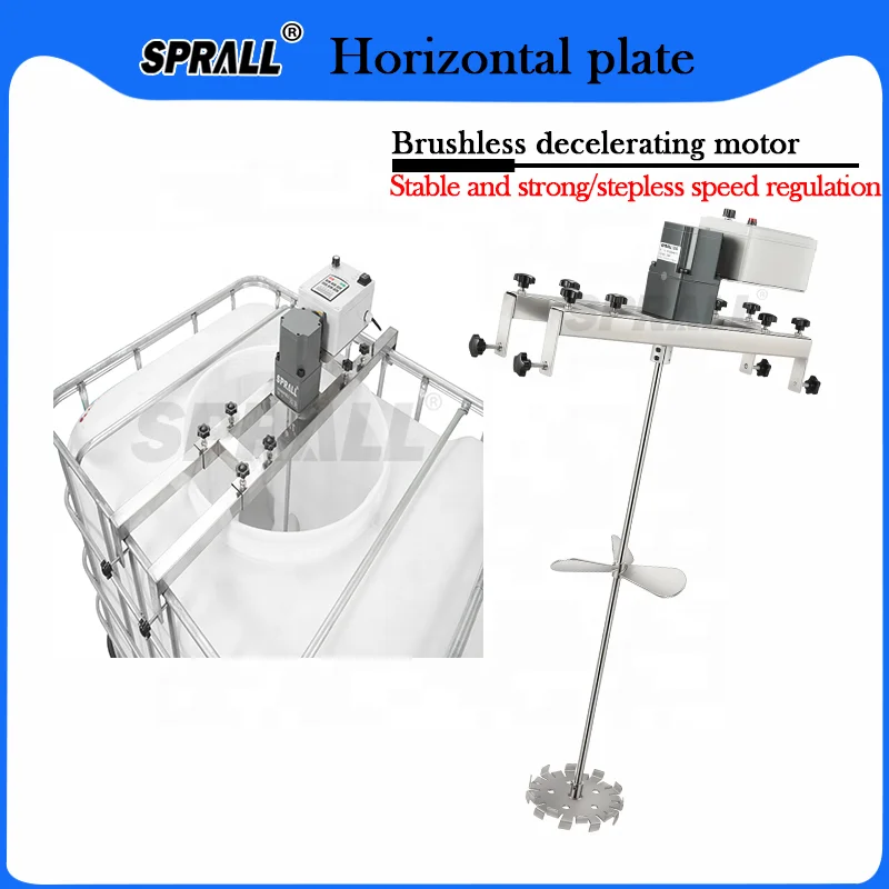 

【HOT】SPRALL New 1000L IBC Horizontal Adjustable Plate Agitator Mixer Electric Motor High Power Mixing Tank
