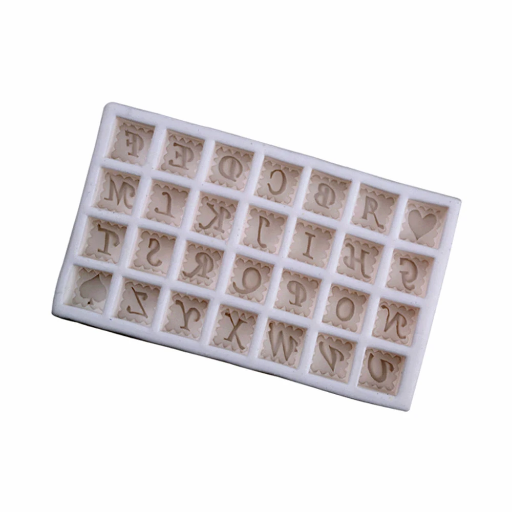 26 Alphabet Letter Silicone Fondant Mould Kitchen Baking Cake Chocolate Sugarcraft Decorating Molds Square Lattice Silicone Mold