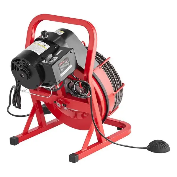 

Электрическая машина для прочистки канализации 75 футов x 1/2 дюйма, ручная подача, 370 Вт, с 4 режущими элементами