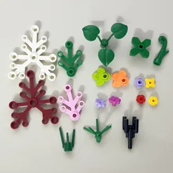 子供のための植物の木の葉の花のビルディングブロックのおもちゃ、組み立て、diy moc、28573、2417、2423、19119、4727、32606、32607、6255