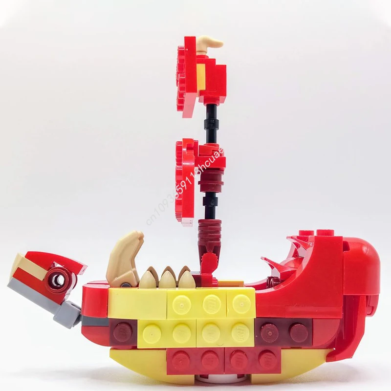 ตัวต่อ MOC เรือมังกร 85 ชิ้น ชุดประกอบ DIY ท้าทายสำหรับผู้สร้างขั้นสูง ของขวัญคริสต์มาส