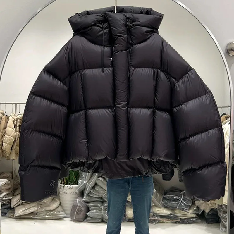 2025年冬新作 韓国風 レディース 超軽量 パフダウンジャケット フード付き 暖かい ホワイトダックダウン ブレッドジャケット