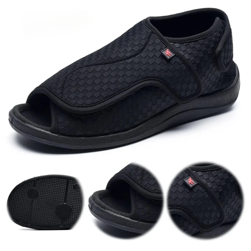 

Women Men Diabetic Slippers Extra Wide Diabetic Shoes Adjustable Closure Sandals for Swollen Feet for Indoor