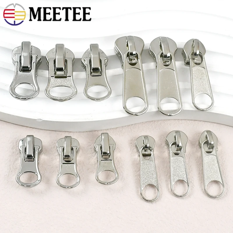 

10/20Pcs Meetee 3# 5# 8# Sewing Zipper Slider for Nylon Resin Metal Zip Puller DIY Clothes Repair Ziper Bag Closures Zips Cursor