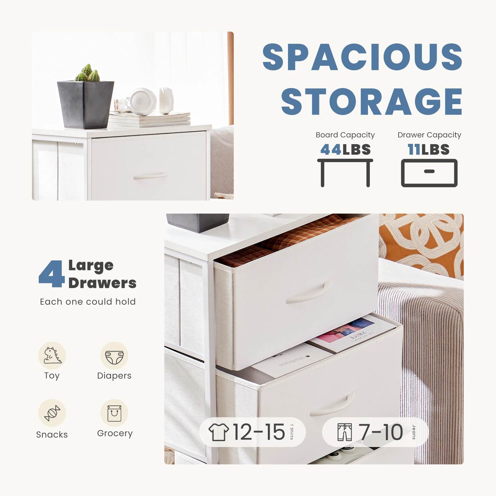 

Drawers Dresser Chest of Drawers,Metal Frame and Wood Top
