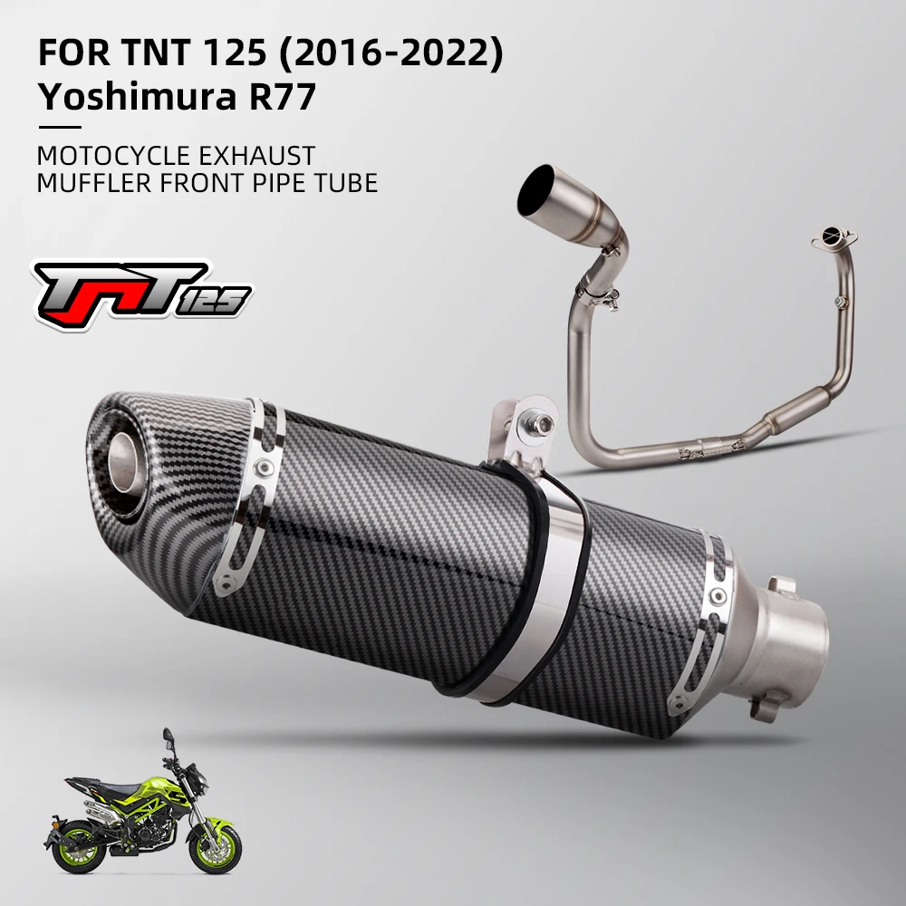 

Full system exhaust For TNT 125 135 Motorcycle exhaust muffler front pipe tube TNT135 Modified R77 stainless steel muffler