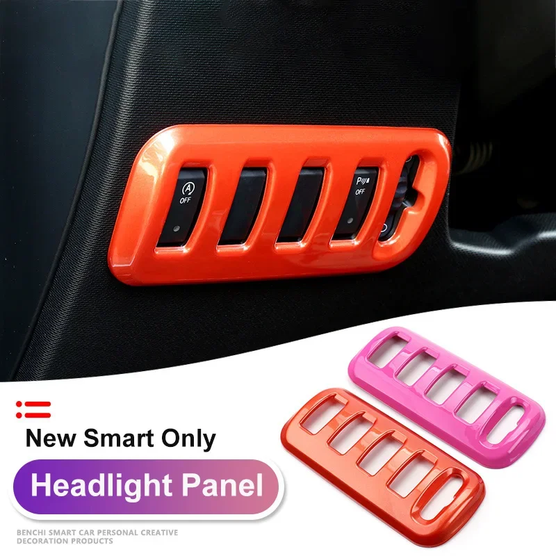 Car Headlight Switch Panel Adjust Trim Frame Refit Shell Cover Decoration For Mercedes Benz New Smart 453 fortwo forfour 15-21