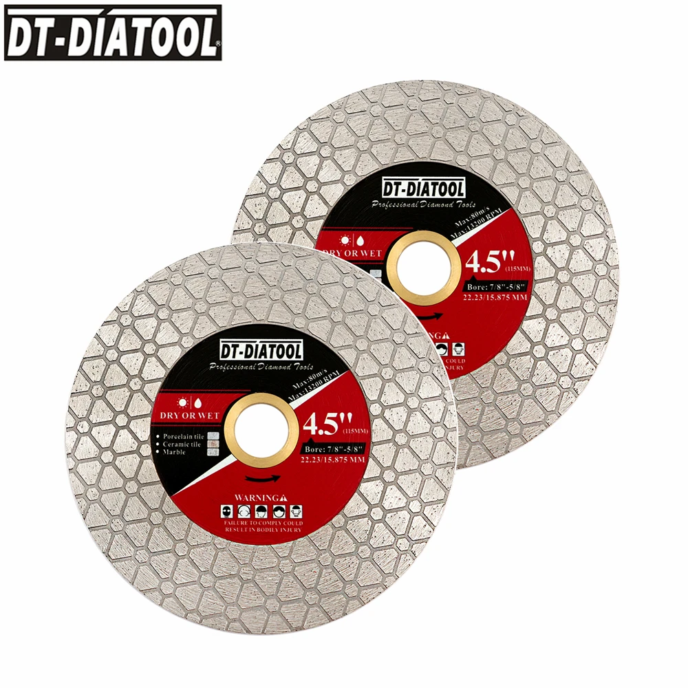 DT-DIATOOL diamant disque de coupe 115mm 2 pièces lame de scie pour carrelage en porcelaine céramique marbre grès artificiel bord disque de meulage