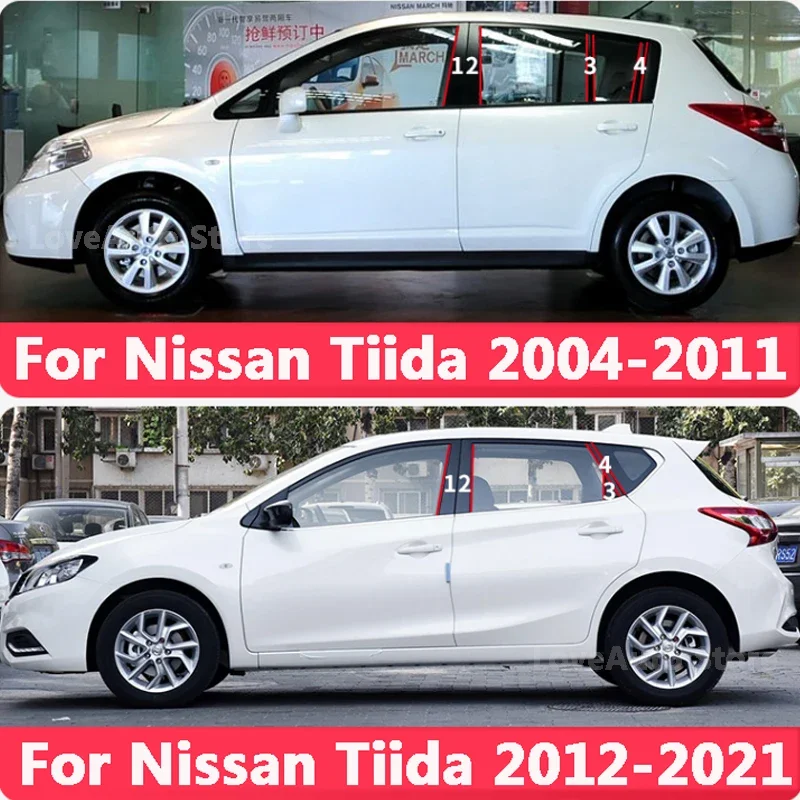 

For Nissan Tiida Hatchback 2004-2021 Car Window Central Column B C Pillar Cover Mould Sticker Exterior Window Frame Accessories