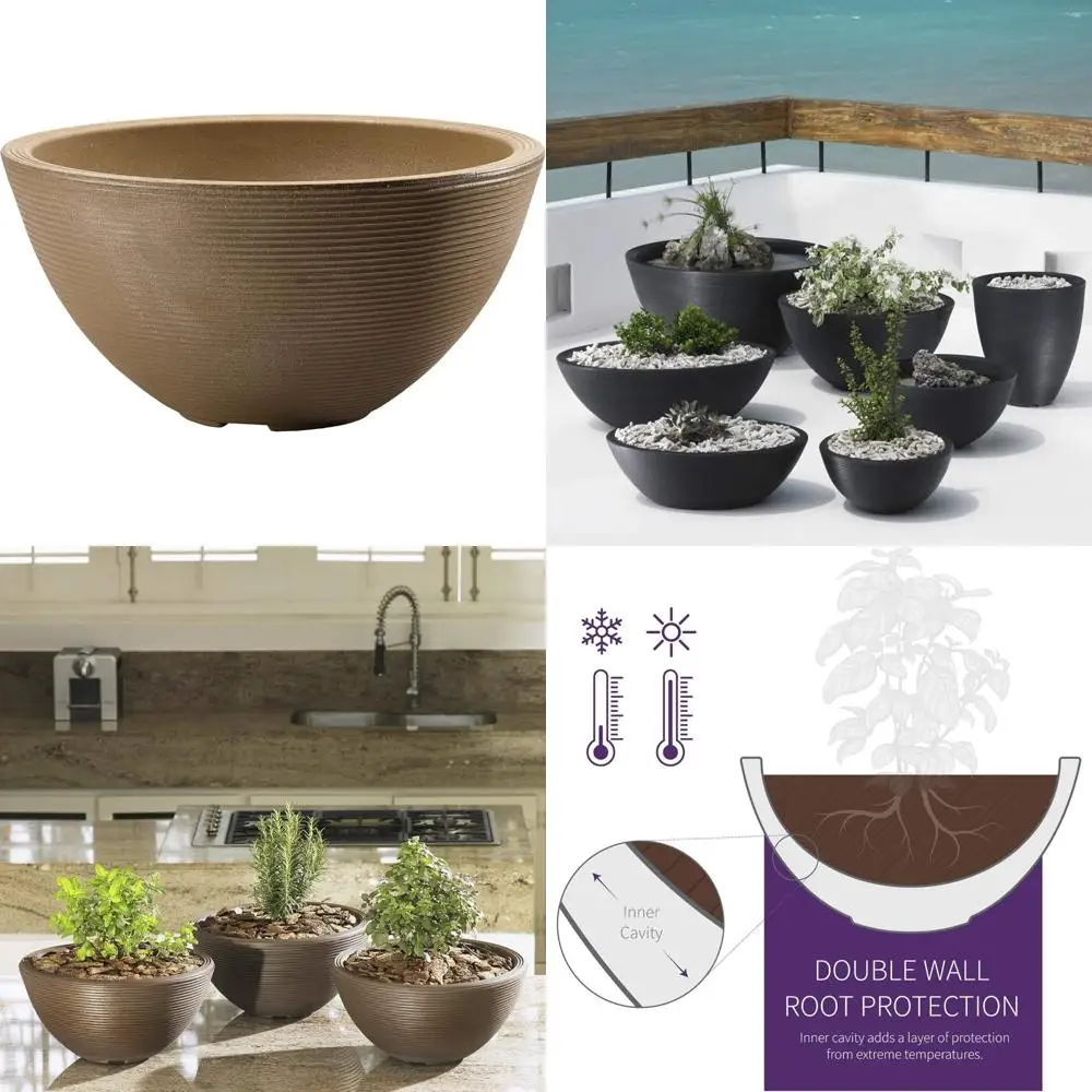 

Большой уличный круглый неглубокий горшок для растений для водяных садов, бонсай и суккулентов - прочная садовая горшка