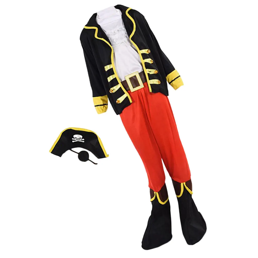 

Pirate Costume for Kids L 125cm 135cm Polyester Halloween Party Cosplay Prop Realistic Stylish Outfit Cape Decor