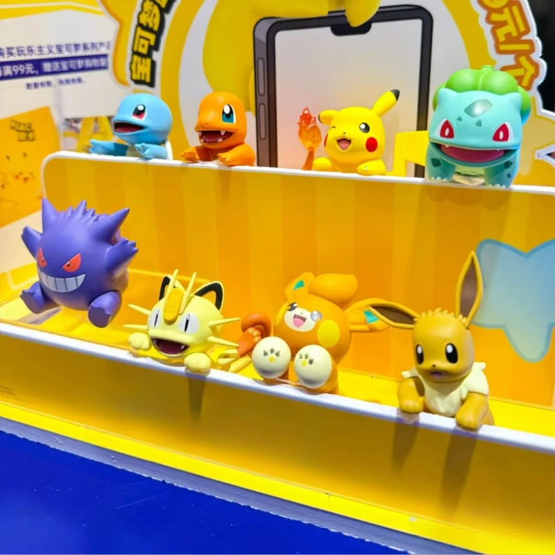 Pokemon Party Series Blind Box Pikachu Vehicle Ornaments Table Decoration Anime Eevee Mewtwo Surprise Box Peripheral Gifts Toy