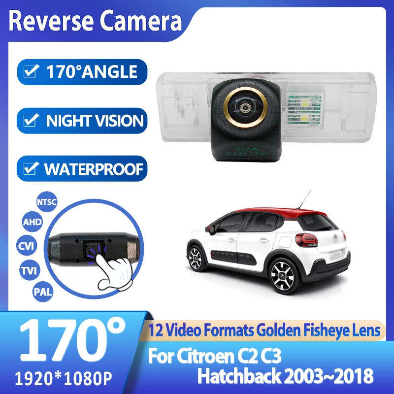 Car License Late Lamp Parking Rear View Camera 1080P HD CCD For Citroen C2 C3 Hatchback 2003~2017 2018 AHD Monitor Accessories