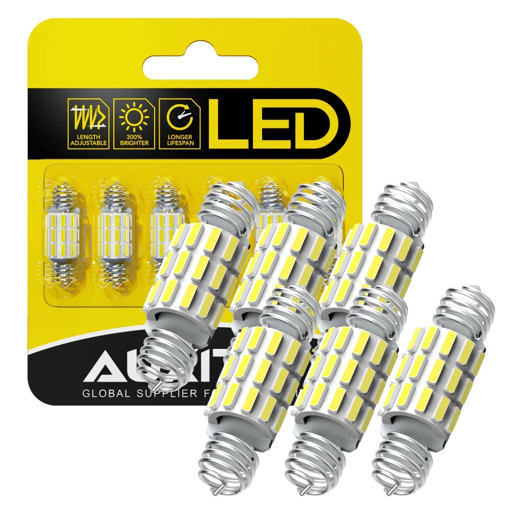 

AUXITO 6Pcs C5W C10W LED Bulbs Festoon 31mm 36mm LED Canbus Car License Plate Light Interior Reading Dome Lamp 12V Adjustable