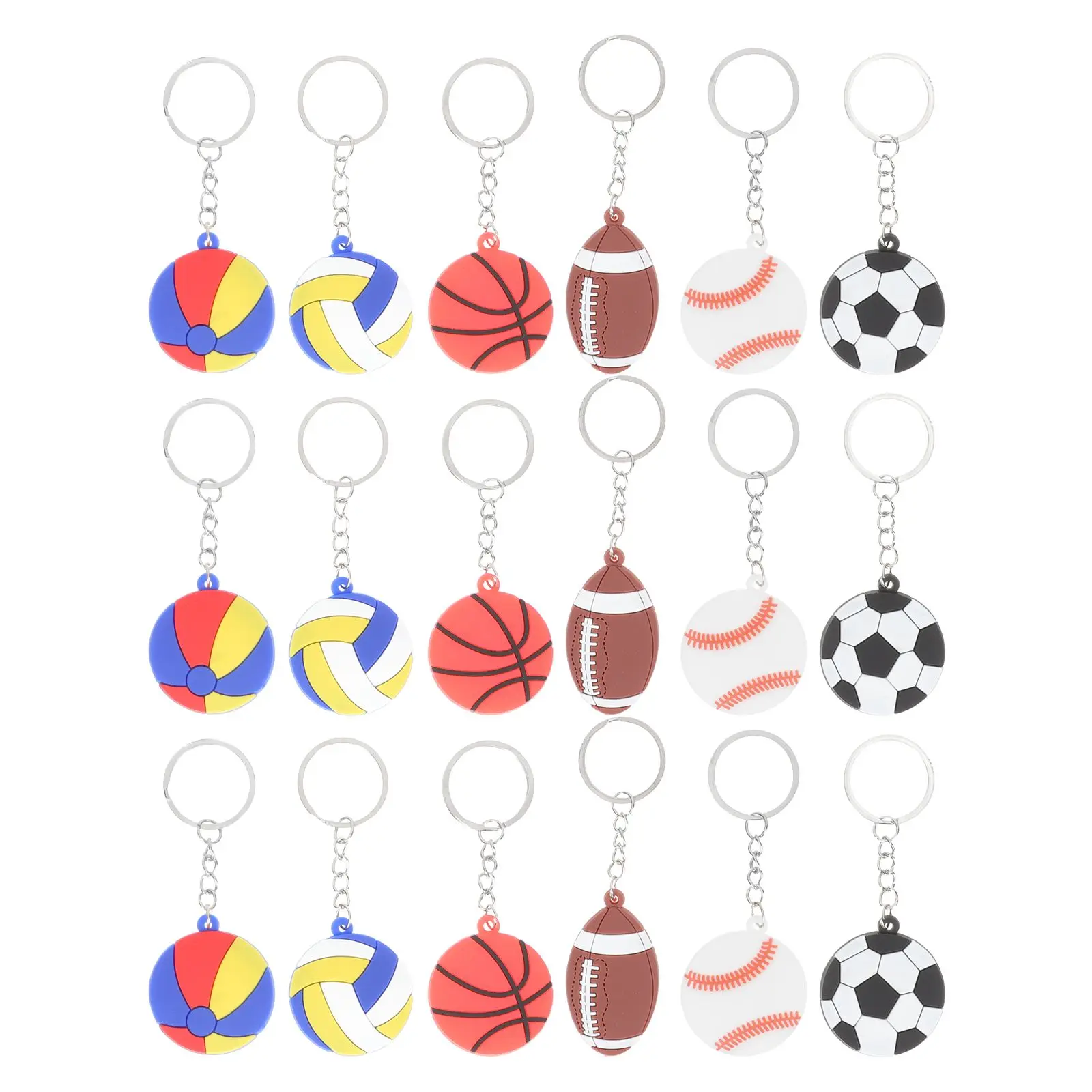 

20 Pcs Keychains Gifts Sports Ball Keychains PVC Alloy Durable Soccer Football Basketball Party Favors Kids Camping Hiking