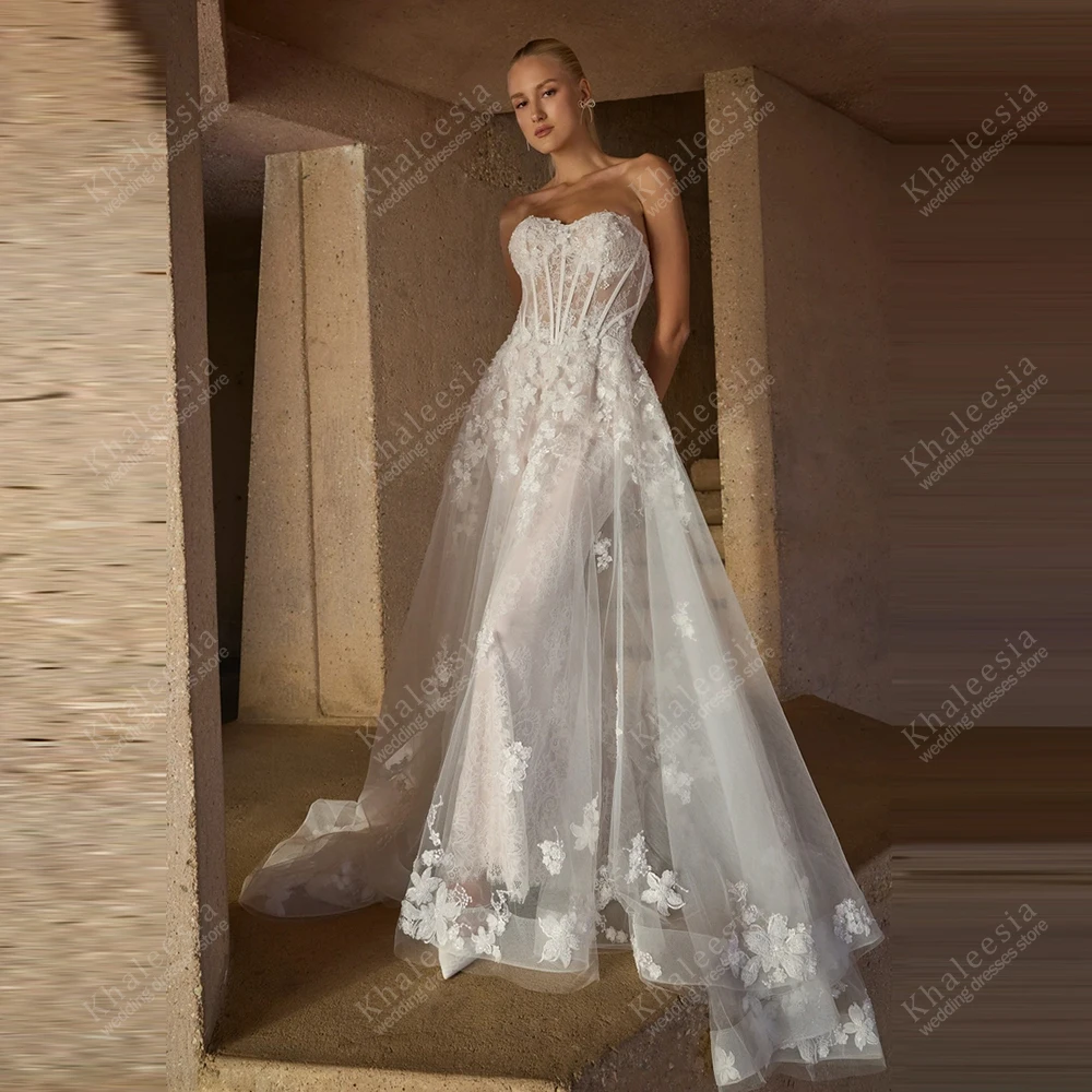 Preciosos Vestidos De Novia Vintage, Vestidos De Novia con Apliques De encaje, batas sexis sin tirantes y espalda descubierta, Vestidos De Novia personalizados 2026