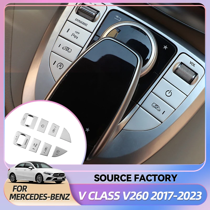 

Внутренние наклейки для Mercedes-Benz V class V260 W447 2017-2023 ABS, центральная консоль автомобиля, кнопка мыши, декоративные наклейки, автозапуск