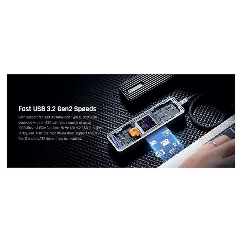 

Durable-Smart 2280 M.2 Nvme SSD Enclosure Cyber Design Explorer Edition With LCD Display Max 10Gbps Type-C,Smart 2280 M.2 Nvme S