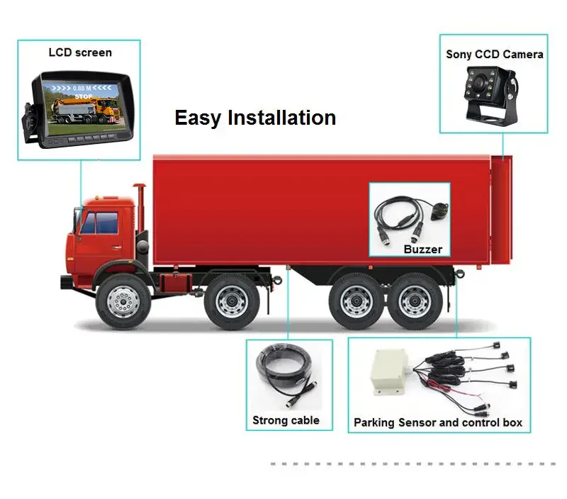 12 24 Volt 2 Images Video Hd Digital Wireless Truck Bus Reverse Camera System And Parking Sensor