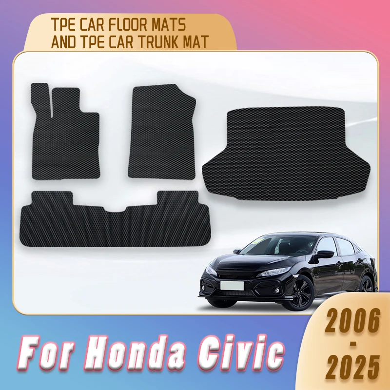 

Автомобильные коврики TPE, коврики в багажник для Honda Civic 2025 2024 2023 2022 2021 2020-2011 2010 2009 2008 2007 2006, внутренние коврики