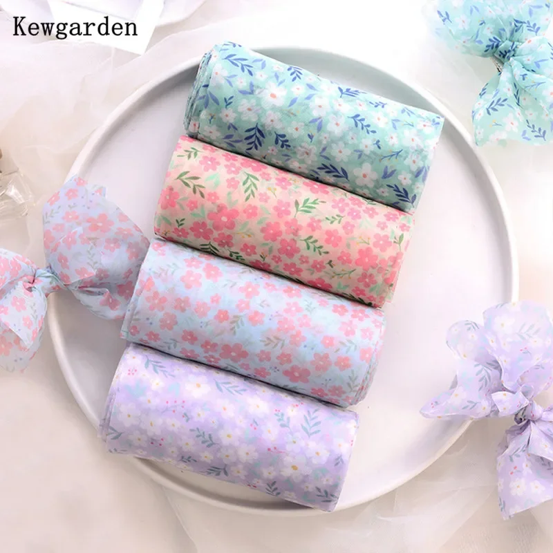 

Kewgarden печатные ленты из вуали с цветочным принтом 12 см DIY сделать бант для волос аксессуары лента ручной работы ремесла подарочная упаковка оптом 25 ярдов