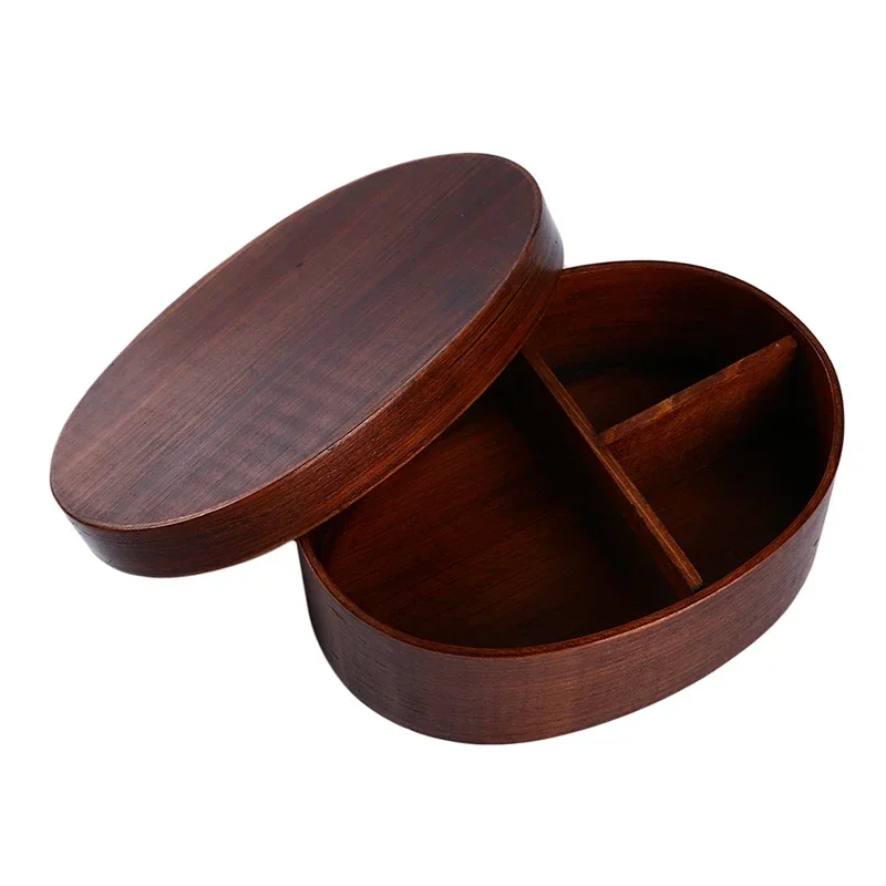 Wooden Lunch Box Picnic Japanese Bento Box for School Kids Dinnerware Set Round Square Lunch Box