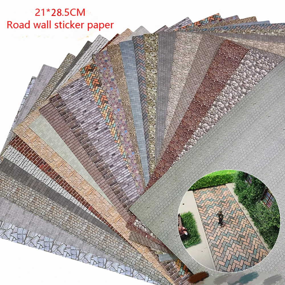 

3Pcs Miniature Wallpaper Floor Road Sticker With Self-adhesive DIY Dollhouse Decor Micro Landscape Railway Garden Ground Scene