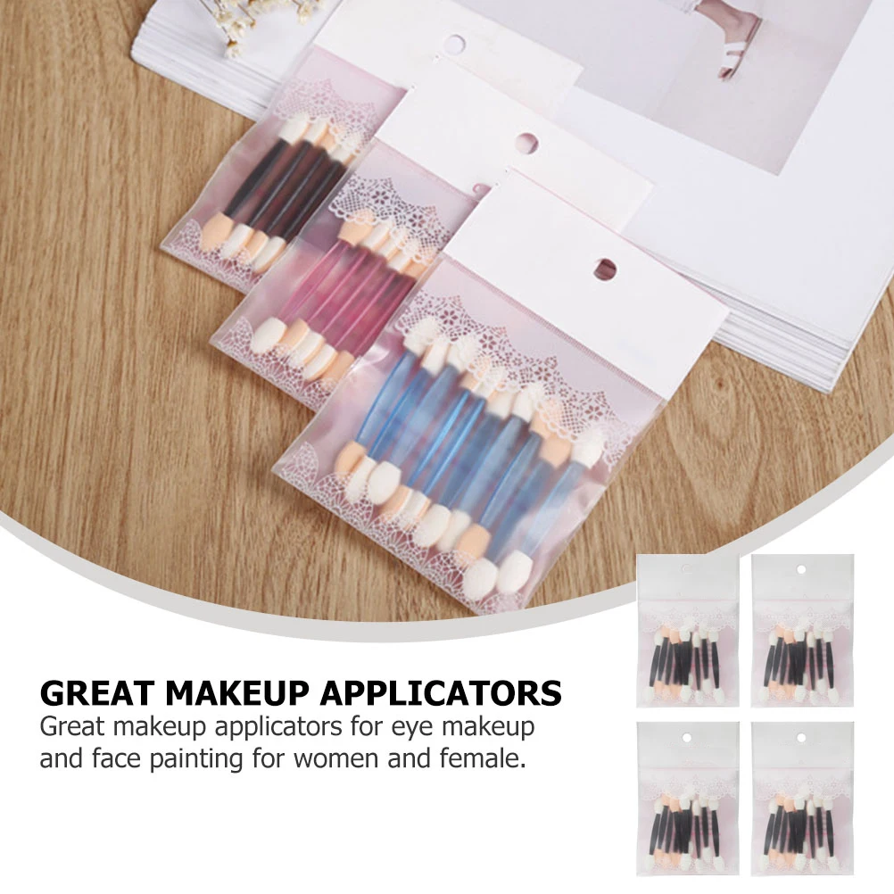 40 applicatori per ombretti a doppia testa, impugnatura compatta, dimensioni mini per applicatore di pittura per il viso, trucco degli occhi