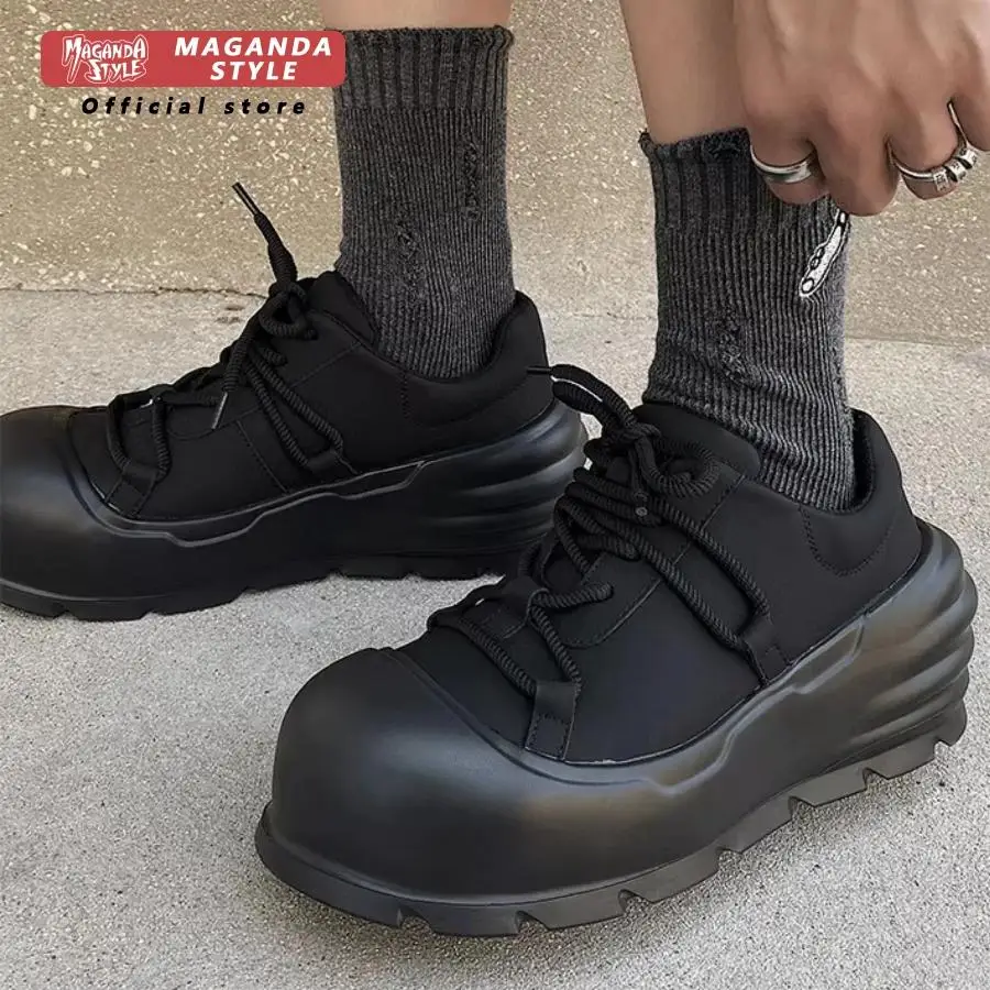 Original niche thick sole height increasing 8CM dad shoes men leather high-end feeling bread shoes sports and casual shoes men