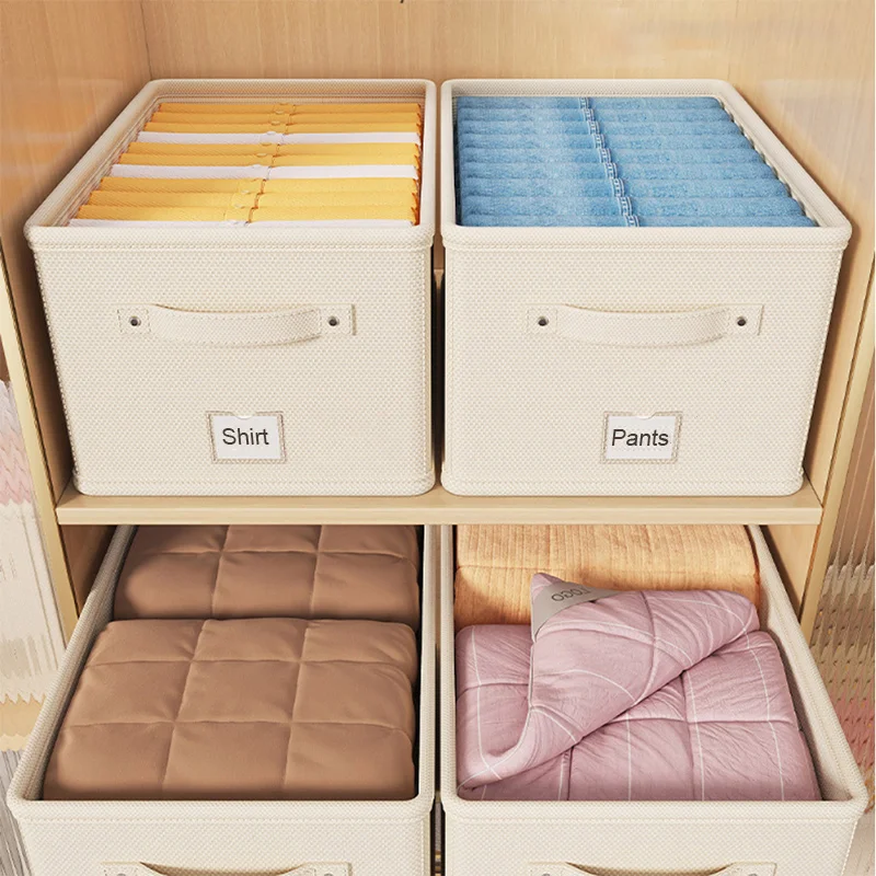 Pull-out Type Storage Box With Tag Home Clothing Storage Box Fabric Sorting Tool Box Basket Thickened Storage Box