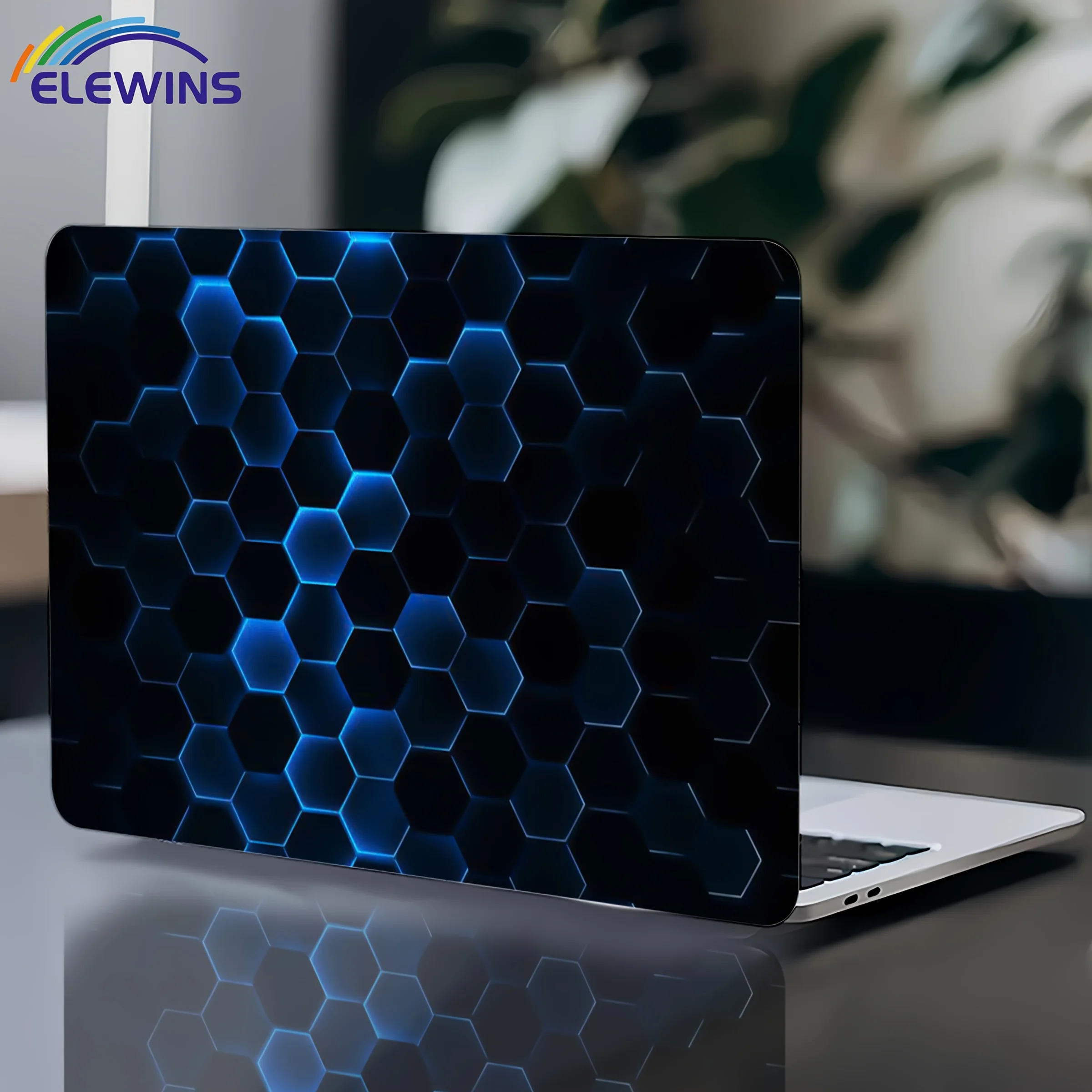 2-Pack sci-fi honeycomb texture laptop light beige stickers, self-adhesive art stickers, waterproof and scratch-resistant,