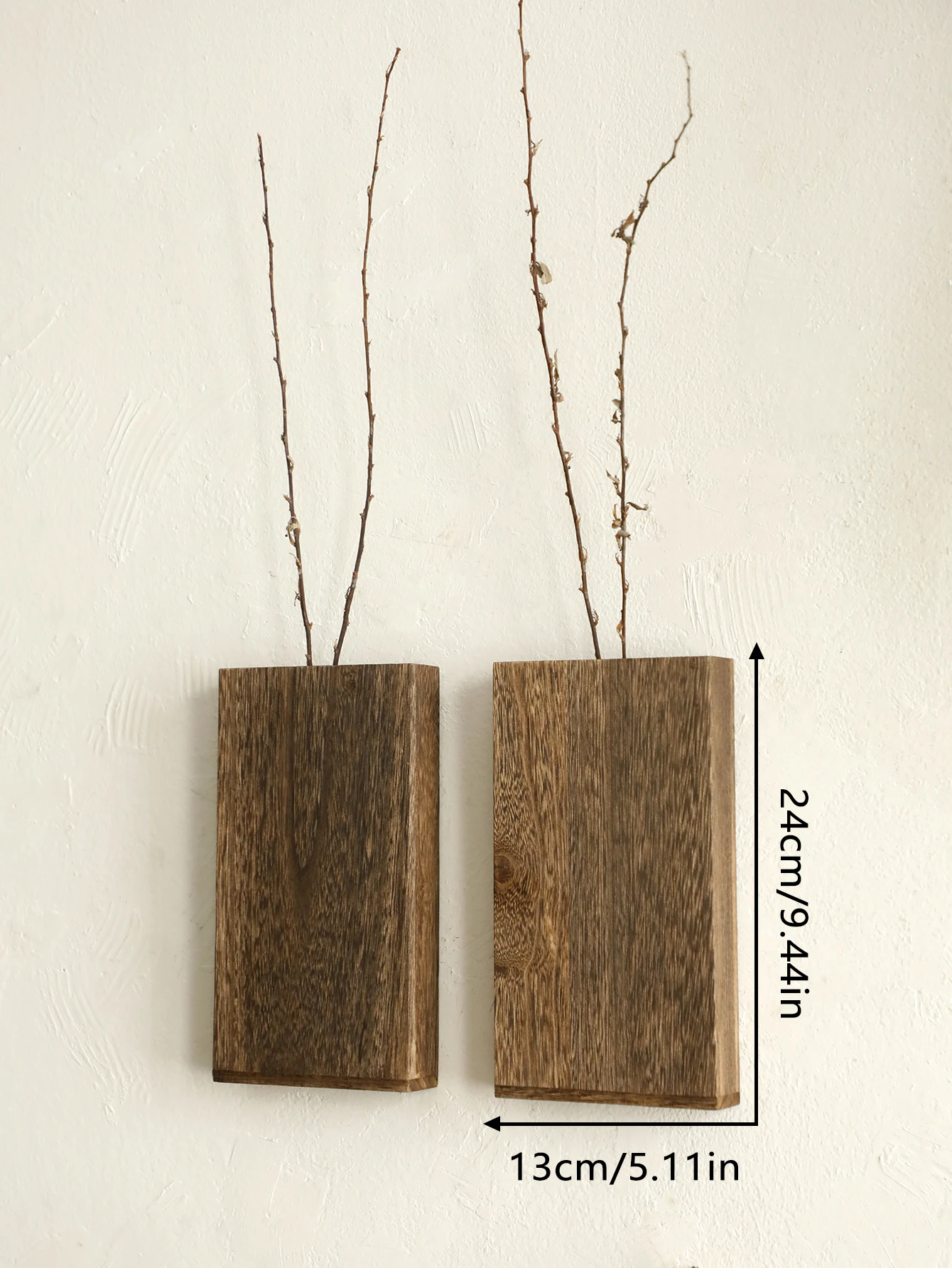 Charcoal Wooden Wall Mounted Planter for Dried Flowers and Plants Boho Room Decoration Aesthetic Wall Decor Home Decoration