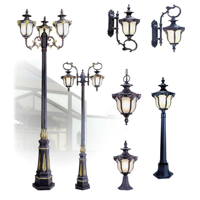 Plaza Landscape Lighting Column Patio Yard Solar Garden Post Top Lantern Villa Road Pillar Light Square Post Lamp