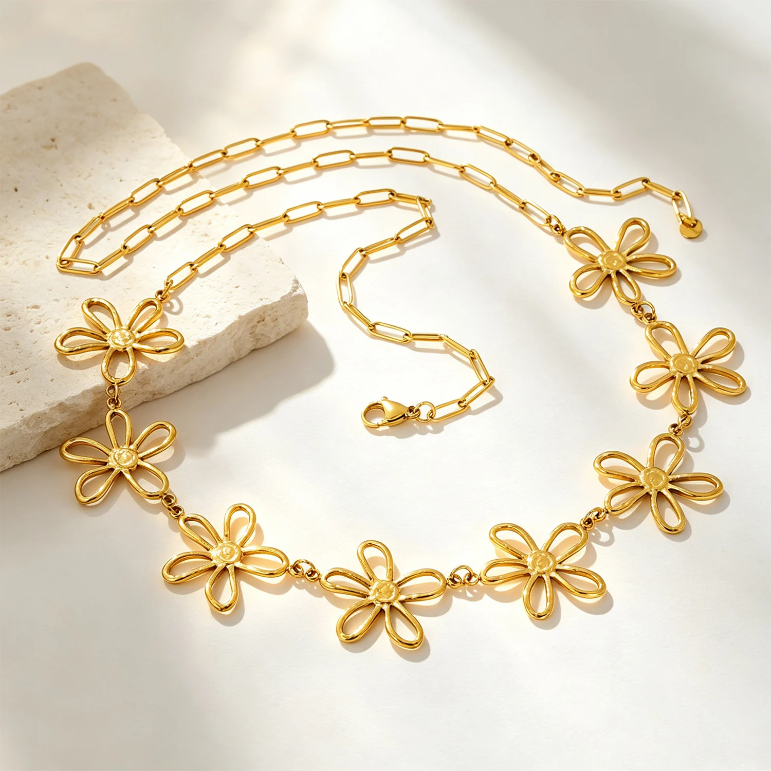 Body Jewelry Brands - LUXUKISSKIDS フェアリーボヘミアフラワーチャームリストベリーチェーン 防水ステンレススチール ロマンチックな花びらフラワービーチビキニジュエリー