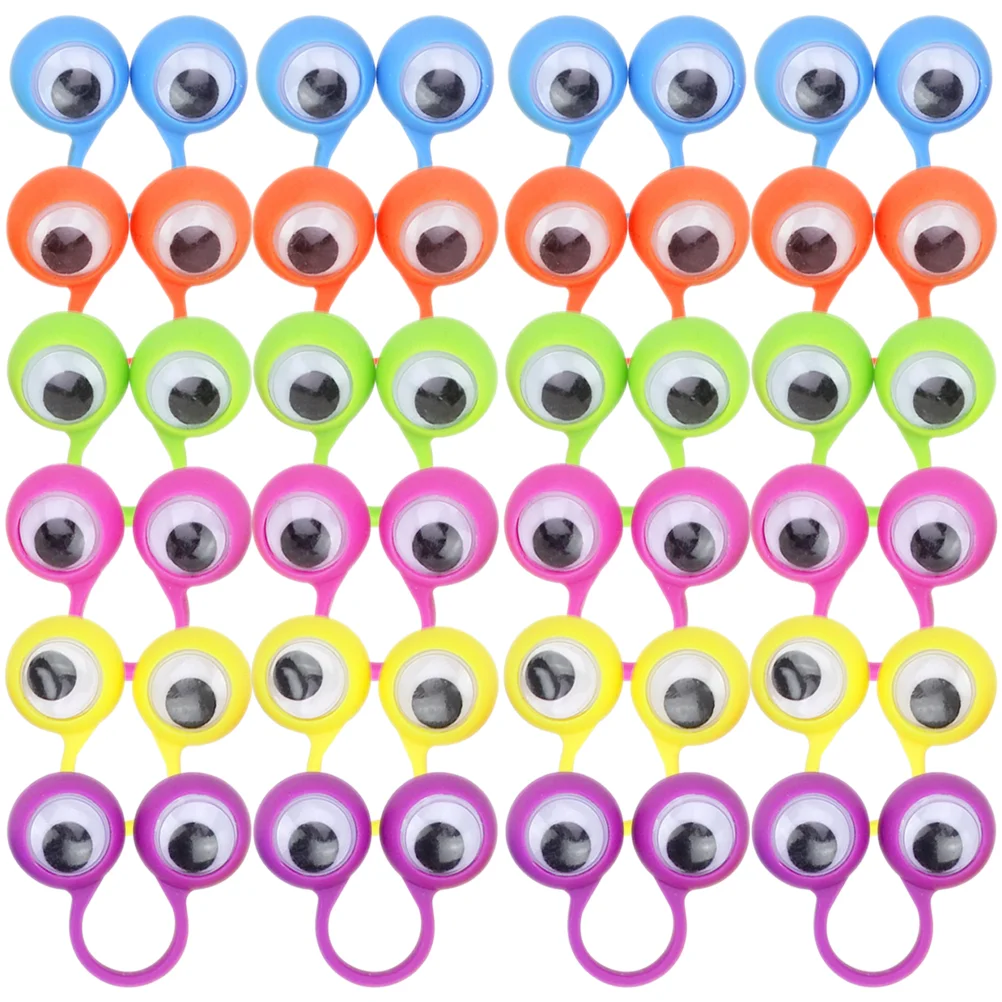 24 Pcs Big Eyes Ring Finger Puppets Kids Plastic Eyeball Halloween Adults