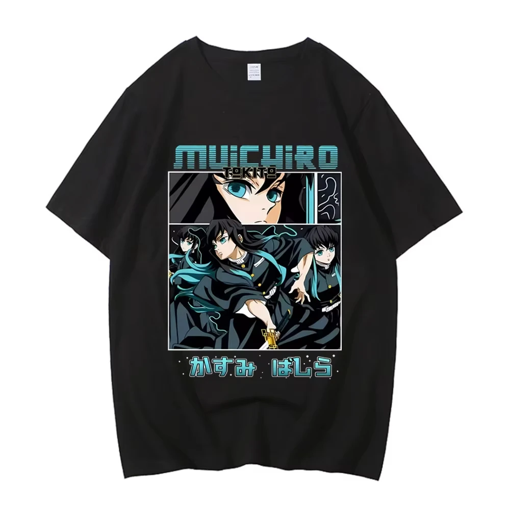 

2026 new Demon Slayer: Gender-neutral cotton T-shirt with anime print for summer 2026, loose and casual short-sleeved top
