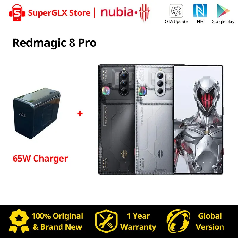 Глобальная версия ZTE Nubia Redmagic 8 Pro 5G Игровой телефон Snapdragon 8 Gen 2 Смартфон 6000 мАч 65 Вт Быстрая зарядка Red Magic 8 Pro