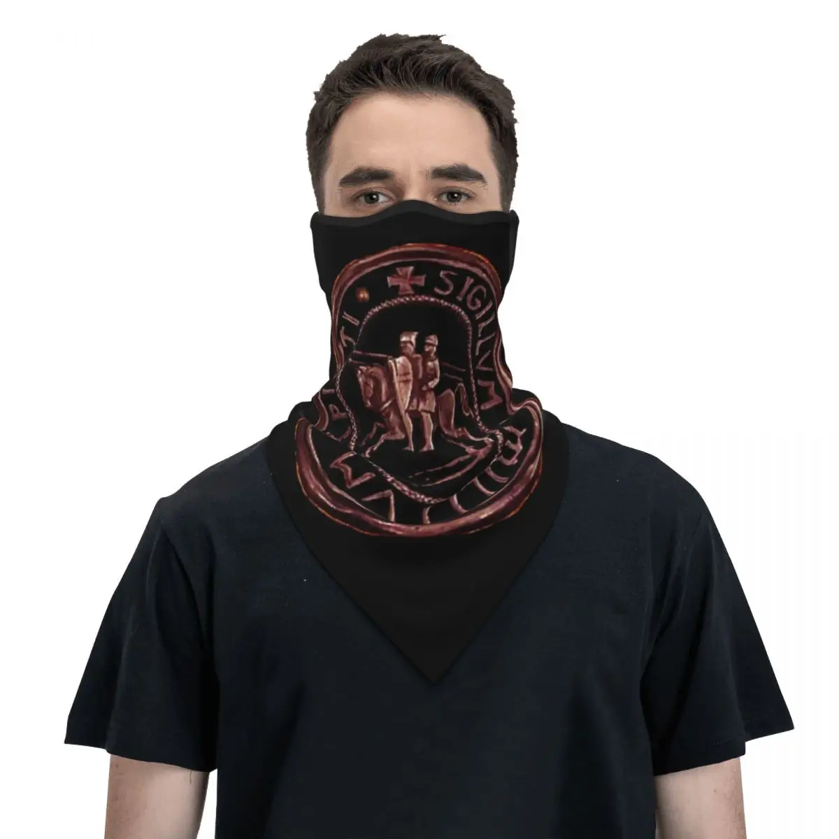 

Knights Templar Seal Cross Deus Vult Neck Gaiter Men Women UV Protection Winter Crusader Bandana Scarf for Cycling