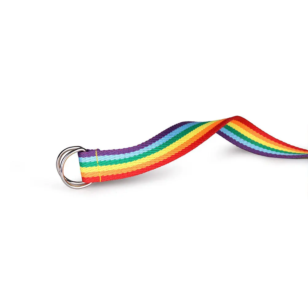 

1pc Women Rainbow Woven Design Adjustable Leisure Belt For Jeans Daily Office Wear Pp Grass Belt Wooden Buckle Fashion