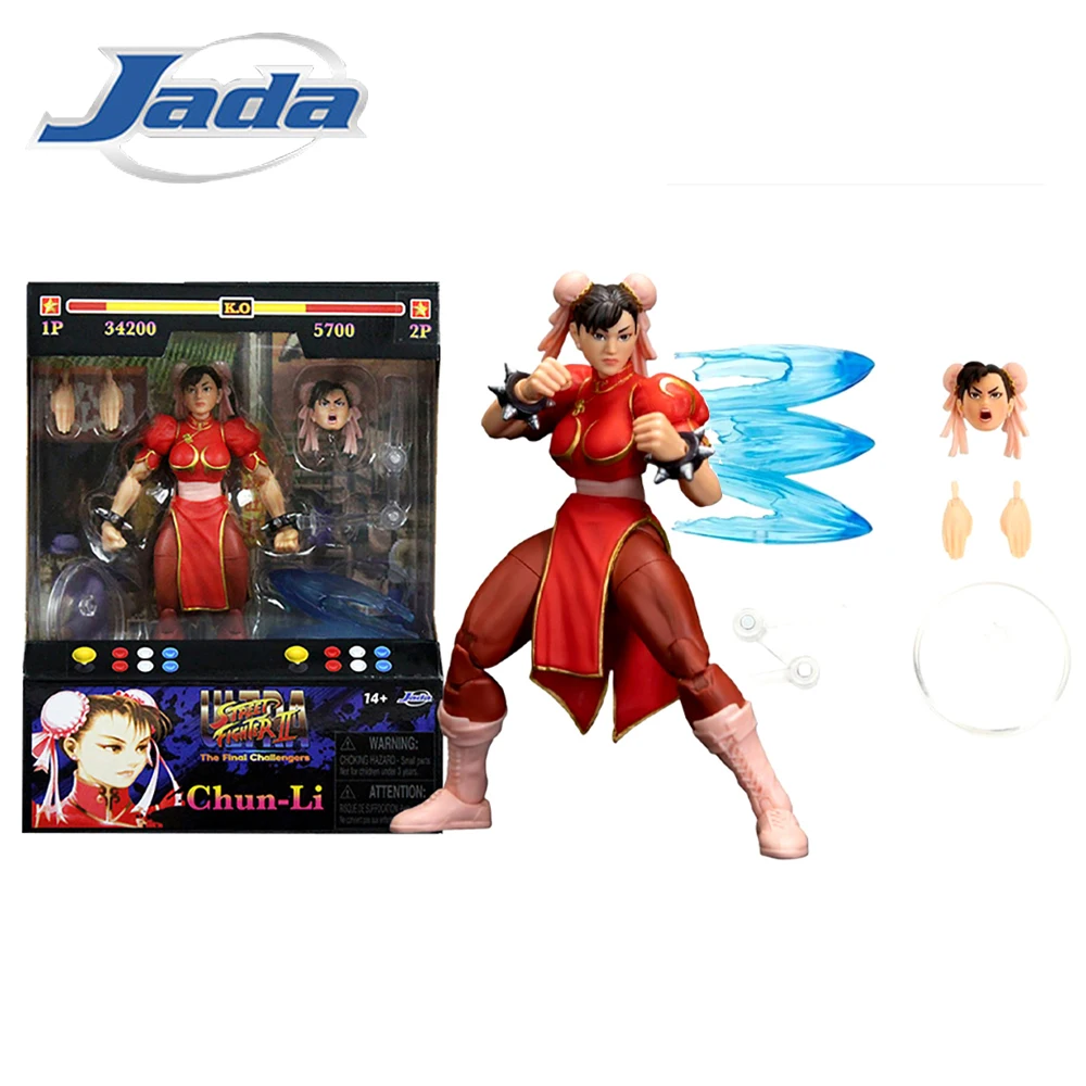 

Original JADA Toys Street Fighter II Red Chun-Li Action Figure 6-inch Game Peripherals Lovely Desktop Ornaments Gifts for Fans