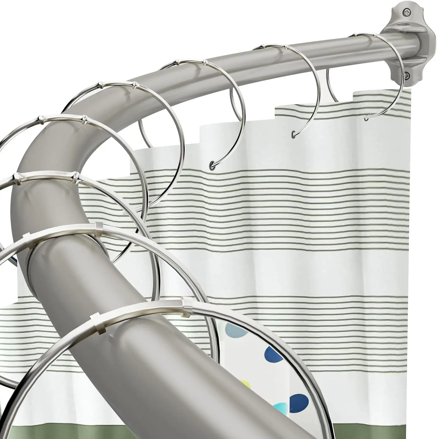 

Curved Shower Curtain Rod, Adjustable 40-72 Inches Shower Rod, Rustproof Expandable Heavy Duty Round Shower Curtain Rod for B