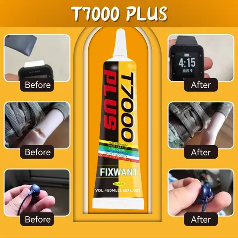 FIXWANT Black Glue T7000 PLUS Cellphone Tablet Battery Cover Computer Repair Adhesive Shoes Repair Glue With Applicator Tip