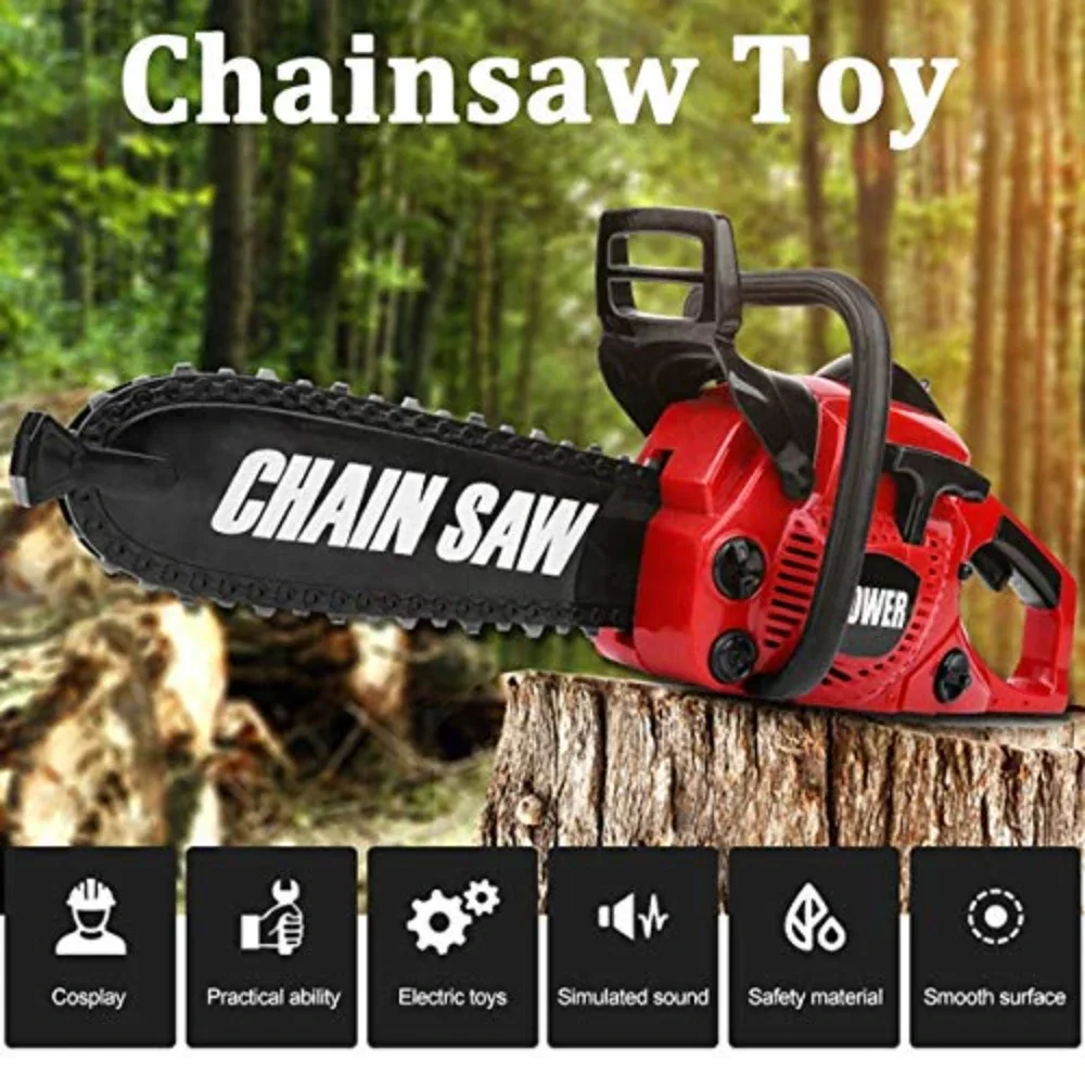 WizKidz Toy Chainsaw for Kids Electric Pretend Play Set with Rotating Chain & Realistic Sounds Outdoor Preschool Tool Toy Gift