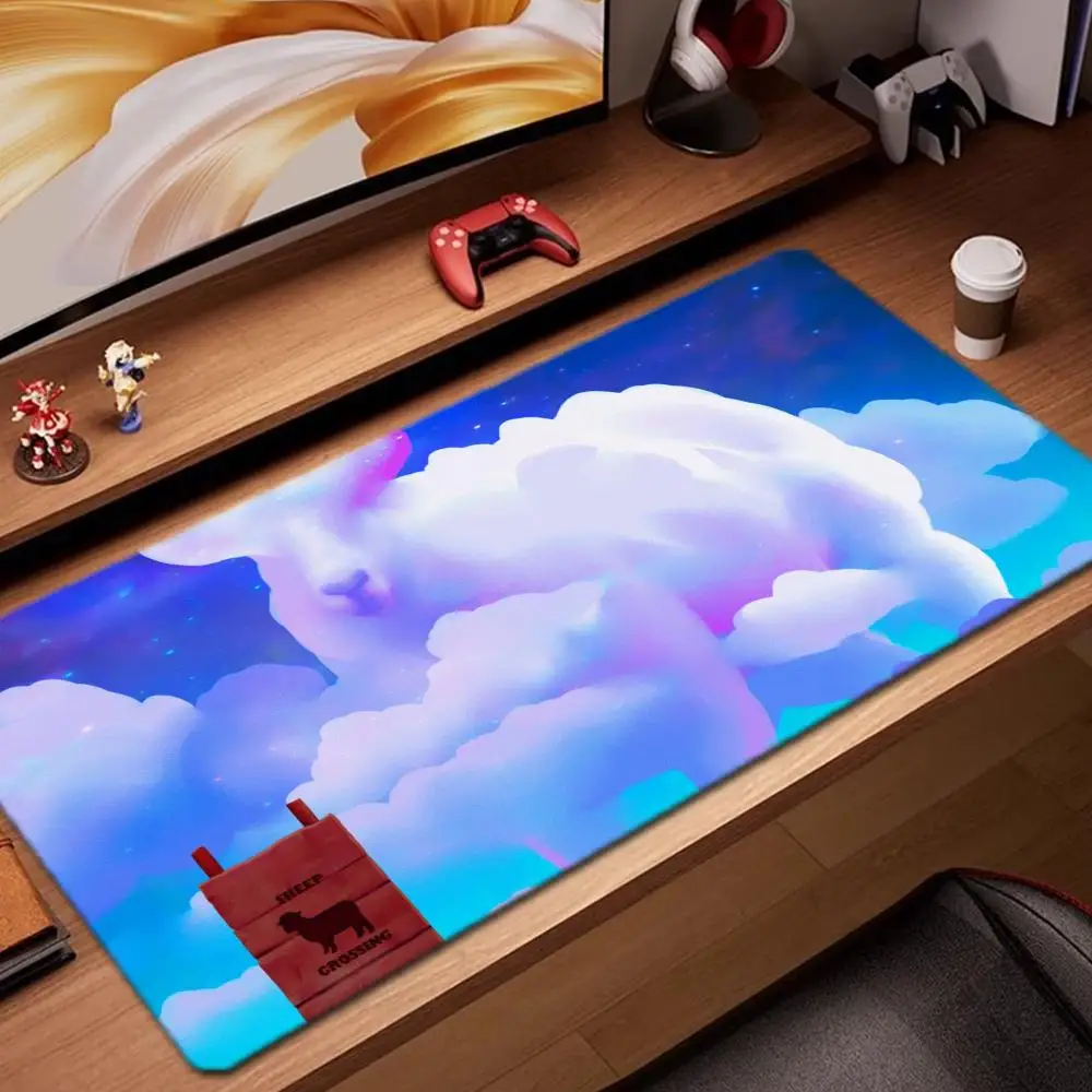 

Коврик для мыши с изображением овцы в стиле аниме, игровые аксессуары, коврик для клавиатуры XXL, большой запирающий край, 900X400 мм, настольный коврик, игровой коврик для мыши