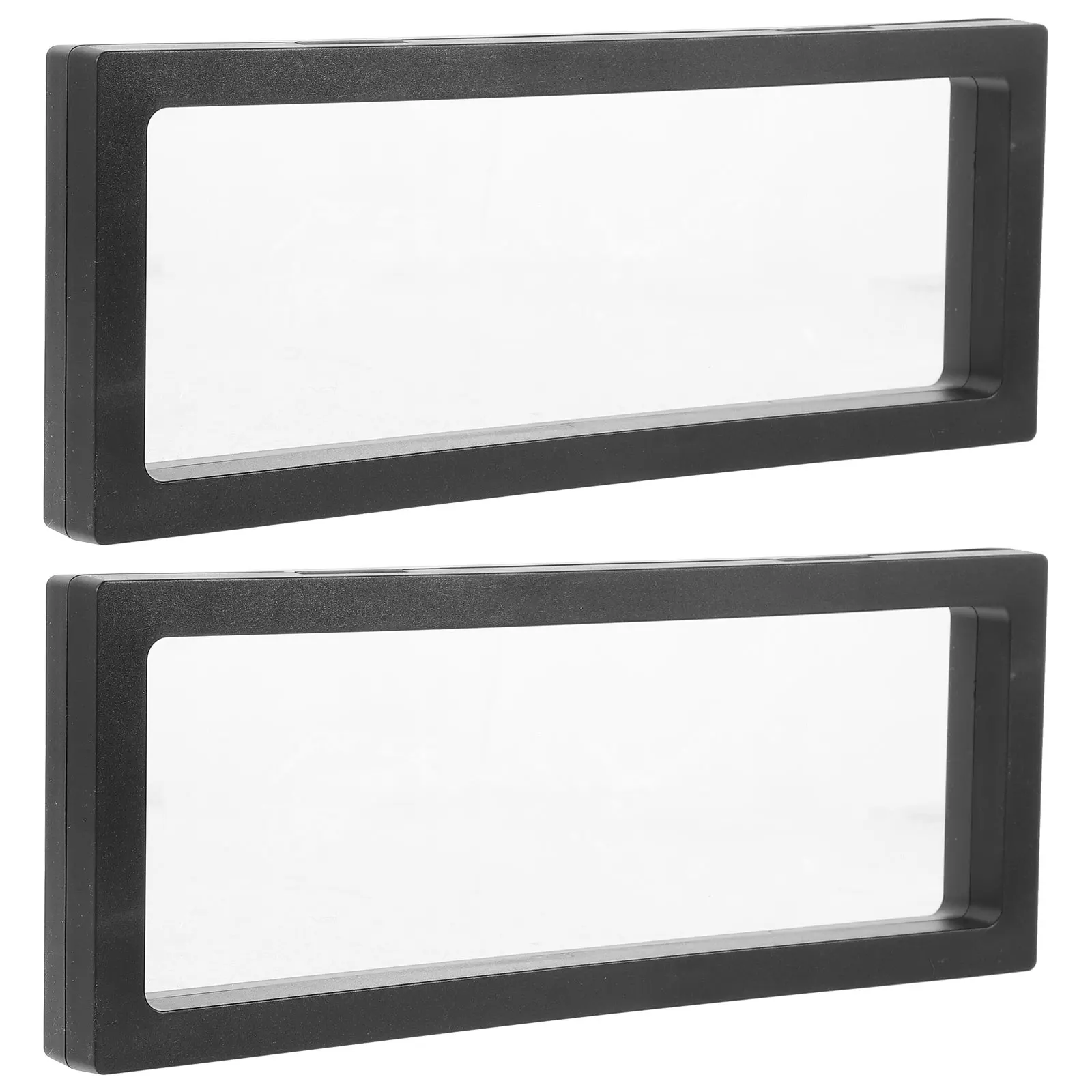 

2 Sets 23x9x2cm Transparent Display Boxes Black Plastic Floating Case Jewelry Storage Rack Ring Display Stand Organizer
