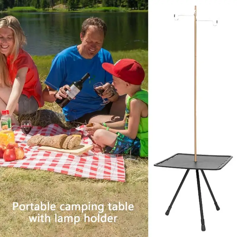 Beach Folding Table Portable Patio Table With Light Stand Outdoor Camping Table For Picnics Sketching