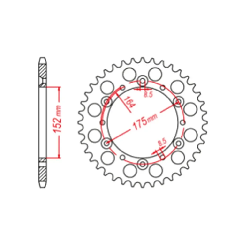 520 44T 44 Tooth Motorcycle Rear Sprocket Gear Wheel For Yamaha YTZ250 YTZ250N YTZ250S Tri Moto TT600 TT600R