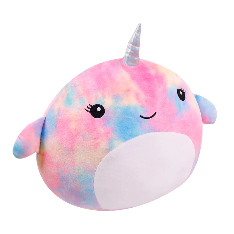 40cm Colorful Narwhal Plush Toy Stuffed Lovely Doll Soft Rainbow Whale Fish Marine Animal Toys for Children Girl Gift