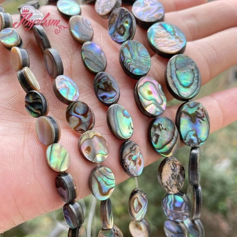 Oval Multicolor Abalone Shell Beads Loose Natural Stone Beads for DIY Needlework DIY Accessories Charms Jewelry Making 15